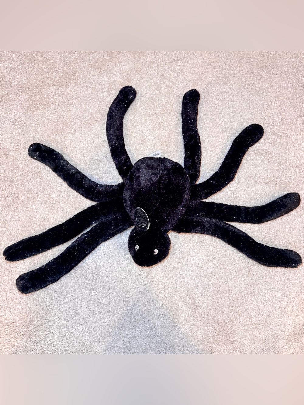 NEW Spooktakular Black Spider Halloween Pillow Plush 30x19
